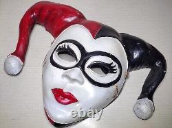 Rare HTF Kabuki Style Fiberglass Harley Quinn Mask Halloween Cosplay Unusual Vtg