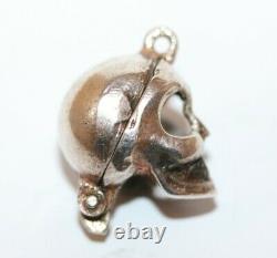 Rare Large Vintage Halloween Skull Opening to Witch Sterling Silver Charm 4.5g