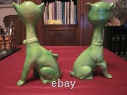 Rare Pr. Antique Grotesque Cat Dog Figurines Halloween Green Gargoyles Vtg Bat