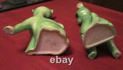 Rare Pr. Antique Grotesque Cat Dog Figurines Halloween Green Gargoyles Vtg Bat