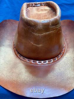 Rare Vintage 100% Leather Cowboy Hat Possible Custom Hollywood Prop