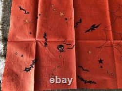 Rare Vintage 1930's Crepe Halloween Decoration, Panel Spider Web, Bat, Stars, Planet