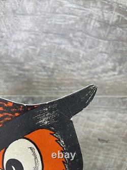 Rare Vintage 1930s Antique Halloween Owl Diecut Crepe Paper Honeycomb With Stand