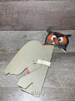 Rare Vintage 1930s Antique Halloween Owl Diecut Crepe Paper Honeycomb With Stand