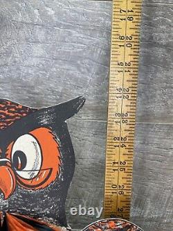 Rare Vintage 1930s Antique Halloween Owl Diecut Crepe Paper Honeycomb With Stand