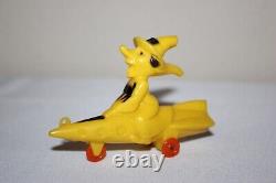 Rare Vintage 1950's Halloween Rosbro Witch Riding Rocket YELLOW