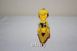 Rare Vintage 1950's Halloween Rosbro Witch Riding Rocket YELLOW