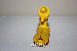 Rare Vintage 1950's Halloween Rosbro Witch Riding Rocket YELLOW