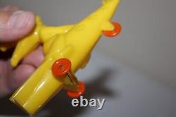 Rare Vintage 1950's Halloween Rosbro Witch Riding Rocket YELLOW