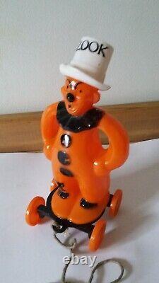 Rare Vintage 1950's Rosbro Halloween Zook Clown Wheels Pull Toy Candy Container