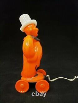 Rare Vintage 1950's Rosbro Halloween Zook the Clown on Wheels Pull Toy