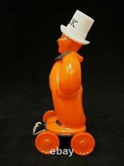 Rare Vintage 1950's Rosbro Halloween Zook the Clown on Wheels Pull Toy