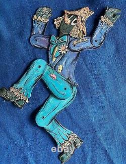 Rare Vintage 1960 Beistle Die Cut 2 Side Jointed Articulated Halloween Scarecrow