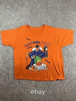 Rare Vintage 1998 Looney Tunes Sylvester Tweety Bird Halloween T-Shirt SZ 2XL
