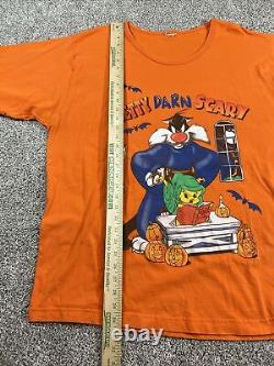 Rare Vintage 1998 Looney Tunes Sylvester Tweety Bird Halloween T-Shirt SZ 2XL