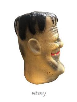 Rare Vintage 1999 Frankenstein Head Blow Mold Monster 11 Blinks WORKS Paper Mag
