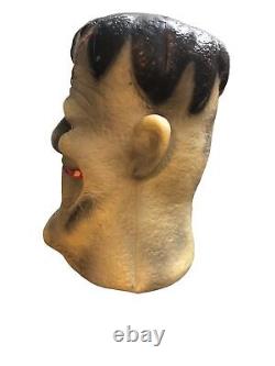 Rare Vintage 1999 Frankenstein Head Blow Mold Monster 11 Blinks WORKS Paper Mag