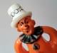 Rare Vintage 40s Rosbro Halloween Zook The Clown Wheels Plastic Pull Toy Read