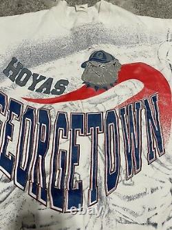Rare Vintage 90s Huge Graphic Georgetown Hoyas Crewneck Sweatshirt Mens Size L