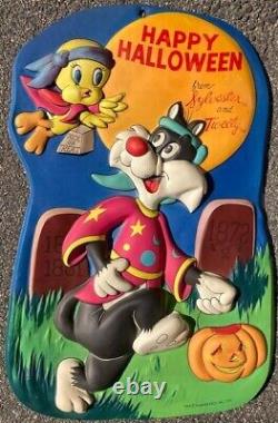 Rare/Vintage Ben Cooper 1980 Molded Sylvester and Tweety Happy Halloween Poster