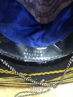 Rare Vintage Black Velvet CALIDAD Sombrero Hat W Gold Trim & SequinsMariachi