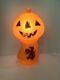 Rare Vintage Blow Mold Pumpkin With Witch Haystack Halloween 15