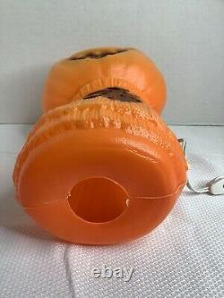 Rare Vintage Blow Mold Pumpkin with Witch Haystack Halloween 15