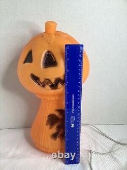 Rare Vintage Blow Mold Pumpkin with Witch Haystack Halloween 15