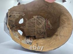 Rare Vintage Creepy Paper Mache Halloween Cat Mask Mardi Gras Folk Art