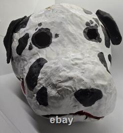 Rare Vintage Creepy Paper Mache Halloween Dog Mask Mardi Gras Folk Art