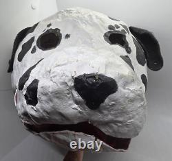 Rare Vintage Creepy Paper Mache Halloween Dog Mask Mardi Gras Folk Art