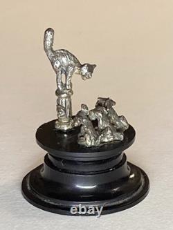 Rare Vintage Dell Weston Miniatures Halloween Scared Cat & Dogs Sterling Silver