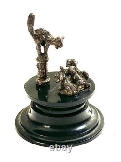 Rare Vintage Dell Weston Miniatures Halloween Scared Cat & Dogs Sterling Silver