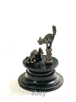 Rare Vintage Dell Weston Miniatures Halloween Scared Cat & Dogs Sterling Silver