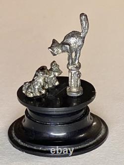Rare Vintage Dell Weston Miniatures Halloween Scared Cat & Dogs Sterling Silver
