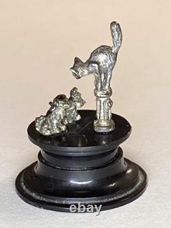 Rare Vintage Dell Weston Miniatures Halloween Scared Cat & Dogs Sterling Silver