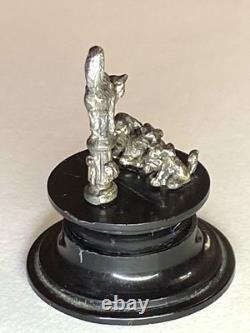 Rare Vintage Dell Weston Miniatures Halloween Scared Cat & Dogs Sterling Silver