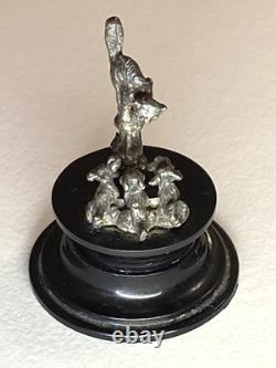 Rare Vintage Dell Weston Miniatures Halloween Scared Cat & Dogs Sterling Silver