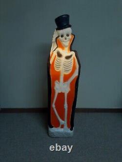Rare Vintage Don Featherstone Blow Mold Skeleton Orange Halloween With Top Hat