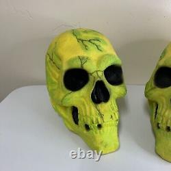 Rare Vintage Easter Unlimited Foam Skulls Heads Halloween Prop Neon Green Yellow