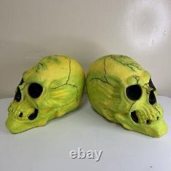 Rare Vintage Easter Unlimited Foam Skulls Heads Halloween Prop Neon Green Yellow