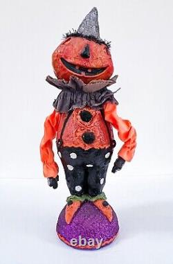 Rare Vintage Folk Art Jack O' Lantern Clown Pumpkin Halloween Figure