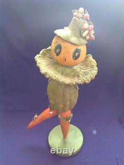 Rare Vintage Folkart Halloween Veggieman Vegetable Man Woman Figure Doll Old