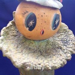 Rare Vintage Folkart Halloween Veggieman Vegetable Man Woman Figure Doll Old