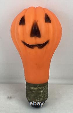 Rare Vintage Fun-World Halloween Blow Mold Light Bulb 2 Faced Pumpkin Tested