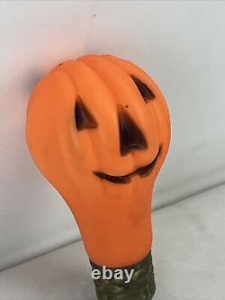 Rare Vintage Fun-World Halloween Blow Mold Light Bulb 2 Faced Pumpkin Tested