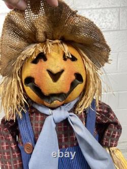 Rare Vintage Gemmy Halloween Fiber Optic Color Changing Pumpkin Scarecrow Read