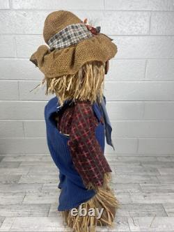 Rare Vintage Gemmy Halloween Fiber Optic Color Changing Pumpkin Scarecrow Read