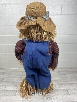 Rare Vintage Gemmy Halloween Fiber Optic Color Changing Pumpkin Scarecrow Read