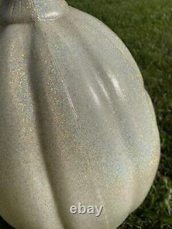 Rare Vintage Glitter Sparkle General Foam Blow Mold Halloween White Pumpkin 21